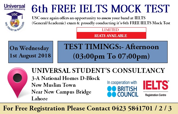 Free IELTS Mock Test Call for FREE Registration: 0423 5841701 / 2 / 3